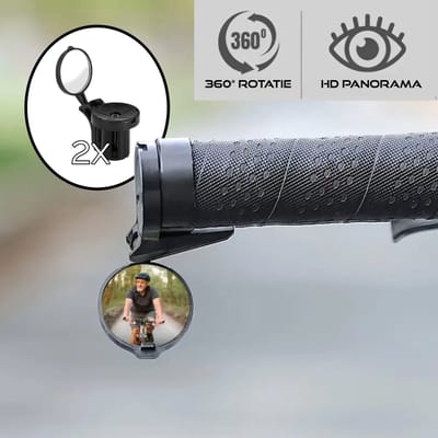 Mini Fietsspiegels HD Convex 2 stuks – 360° Verstelbare Spiegels – Inklapbaar - Stuurspiegel voor Racefiets, MTB, Gravelbike – Veilig Fietsen – Lichtgewicht – Makkelijk te monteren - Compact & Lichtgewicht Achteruitkijkspiegels