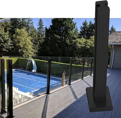 Glazen Balustrade Paal - Glazen Hekpaal - Balkon Afschermen - Roestvrij Staal - 65 cm - Zwart