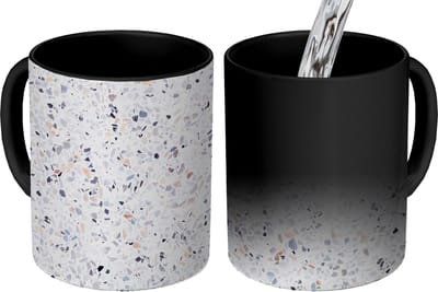 Magische Mok - Foto op Warmte Mokken - Koffiemok - Graniet - Structuur - Design - Wit - Magic Mok - Beker - 350 ML - Theemok