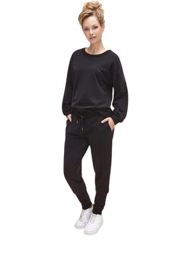 Stijlvolle Dames Huispak / Tracksuit / Joggingspak | 2-Delig Home Wear / Trainingspak | Sport Kleding | Zwart - M
