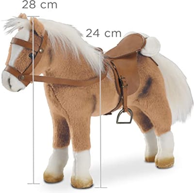 Pluche paard - Speelgoed paard - Poppen spel - Inclusief accessoires - 28 cm hoog - Bruin