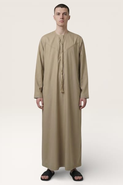 Heren beige Eid Marokkaanse Jubba gewaad Djellaba Ramadan Eid Thobe LFS-HM11