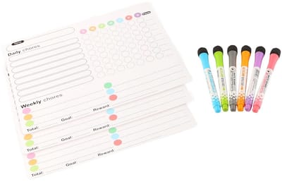 Dailygoods- Beloningskaart Magnetisch - 3 Stuks - Verantwoordelijkheidskaart - Goed Gedrag Kaarten - Herbruikbare Takenkaart - 20x25 cm - Takenbord