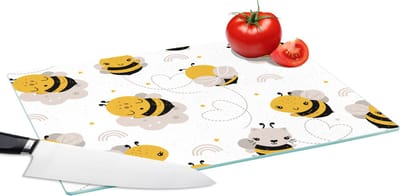 Glazen Snijplank - 39x28 - Bijen - Patronen - Kawaii - Snijplanken Glas
