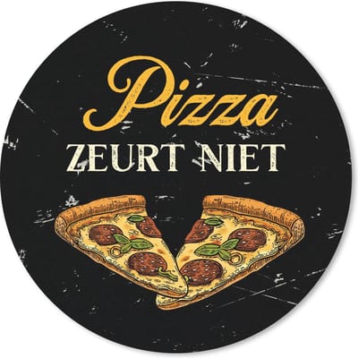 Muismat rond 20x20 cm - Mousepad Pizza - Quotes - Zwart - Ronde muismatten - Cadeau voor vrouw - Cadeau voor man