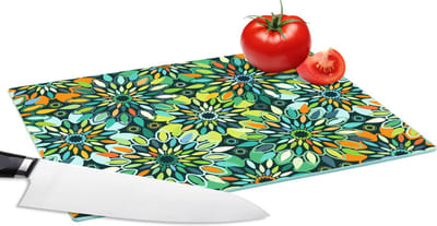 Glazen Snijplank - 28x20 - Patroon - Mandala - Groen - Snijplanken Glas