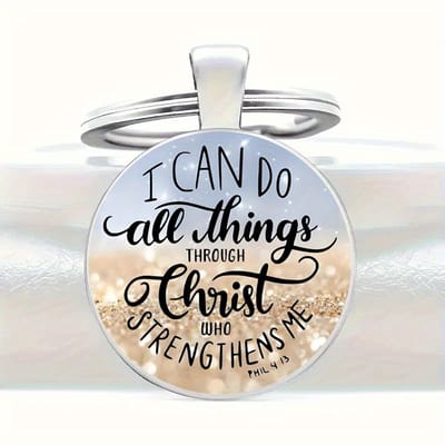 VANDAAG VERZONDEN - Sleutelhanger - Jesus - I can do all things - Christelijk - Jezus - Kerst Pasen