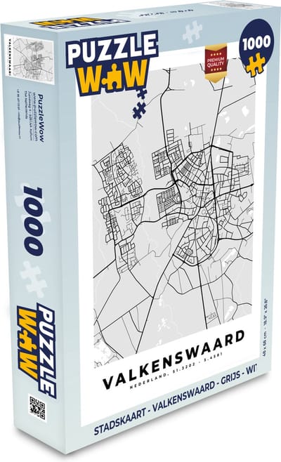 Puzzel Stadskaart - Valkenswaard - Grijs - Wit - Legpuzzel - Puzzel 1000 stukjes volwassenen - Plattegrond