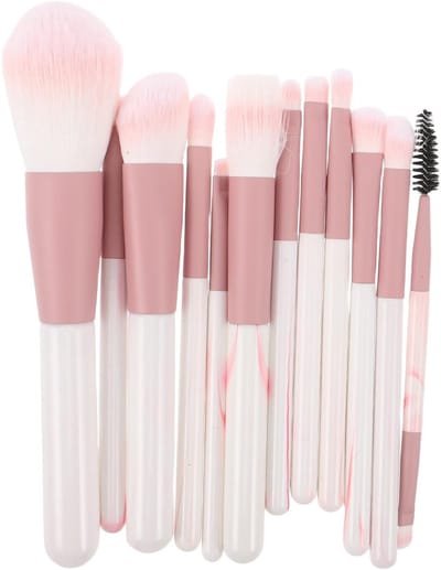 Famanu – Make-up kwastenset 12 stuks, milieuvriendelijke synthetische kwasten voor gezicht en ogen