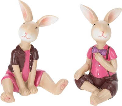 Set van 4 paashaasjesbeeldjes, schattige tafeldecoratie voor Pasen en
