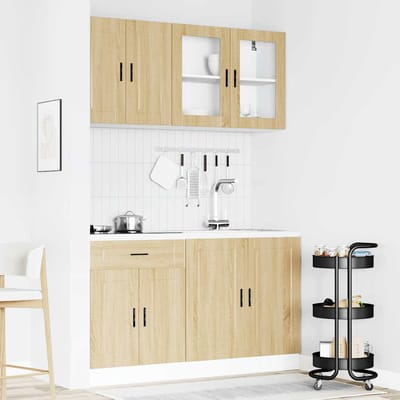 vidaXL - 4-delige - Keukenkastenset - Porto - bewerkt - hout - sonoma - eikenkleur