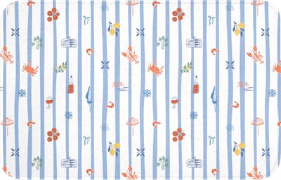 WC mat 80x50 cm - Antislip - Strepen - Blauw - Patroon - Zomer - Toiletmat - Vloermat - Douchemat - Toilet tapijt - Toiletmatten
