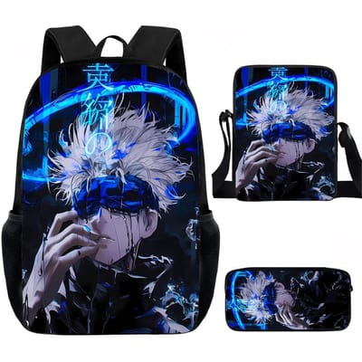 J-Jujutsu Kaisen 3-delige Set Rugzak 40cm/15.7inch Schooltassen Schoudertas Etui Computer Boekentas voor Jongens Meisjes Beste Cadeau