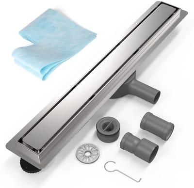 Dailygoods- Douchegoot 70 cm - Roestvrij Staal - Geursluitingssifon - Haaropvangbak - DN50/DN40 Aansluitbuis - Waterdichte Folie - Afvoerputje