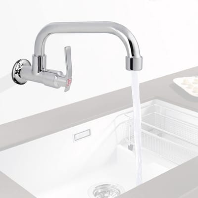 Wandmontage Koudwaterkraan voor Keuken, Badkamer en Buiten - 360° Draaibare Waterkraan (25 cm)