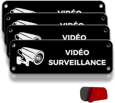Beveiligingsbord Camera Toezicht 4 Stuks - 15x5 cm - Voor Binnen en Buiten - Aluminium Waarschuwingsbord