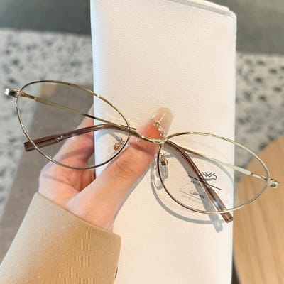 High-end Metalen Frame Kattenoog Bril Dames Myopie Brilmontuur Kan Worden Gekoppeld Met Ultralicht Gouden Draad MH9074 goud