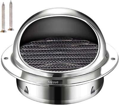 Ventilatierooster RVS - Muuruitlaat Gaas - Luchtcirculatie Verbeteren - Regendicht Ontwerp - 150 Mm - Zilver