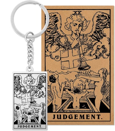 Tarot Sleutelanger XX: Het Oordeel / Judgement - Op Cadeau Kaartje - Zilverkleurig Stainless Steel - Grote Arcana uit Rider-Waite Geïnspireerd - Pax Amare