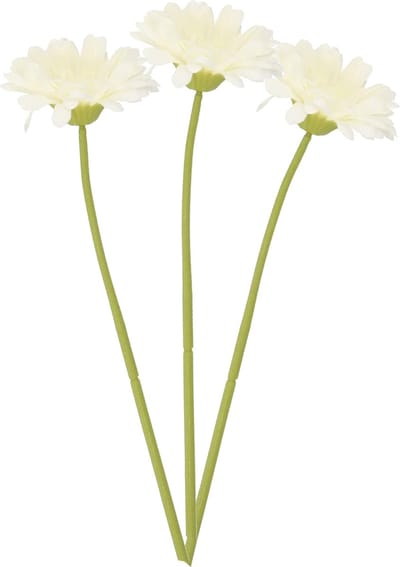 DK Design Kunstbloem Gerbera - 3x - 72cm - wit - Real Touch - kunst zijdebloemen