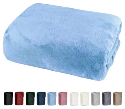 Luxueuze Cashmere Touch Hoeslaken in Lichtblauw - Nicky Plush Teddy, 180 x 200 cm