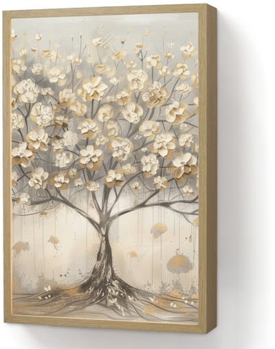 Wandlamp 40x60 cm - Oplaadbaar - Boom - Beige - Goud - Verflook - Grijs - Wandlampen binnen woonkamer - Slaapkamer lamp - Decoratieve nachtlamp - Vloerlamp draadloos