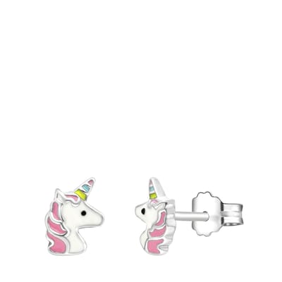 Lucardi Meisjes Oorknop met plating - Dier - Cadeau - Echt Zilver - Zilverkleurig