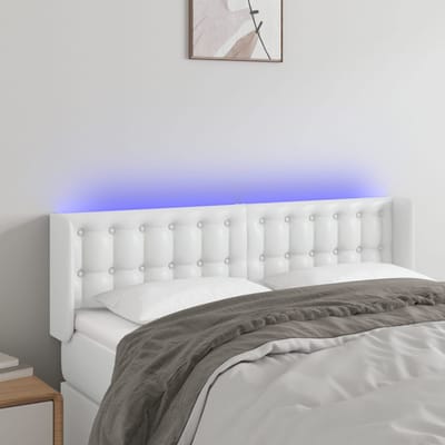 vidaXL - Hoofdbord - LED - 147x16x78/88 - cm - kunstleer - wit