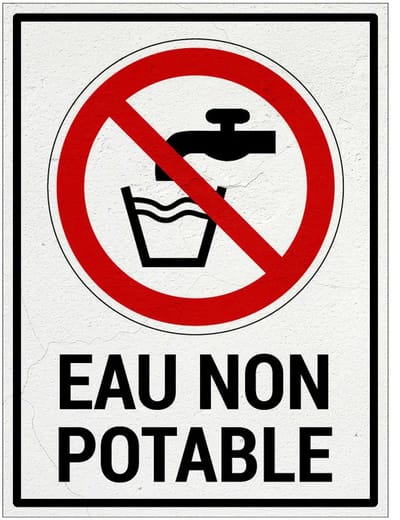 Eau non potable bord met tekst | Sign Again materiaal | 40 x 30 cm