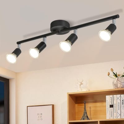 Glitzerlife - Plafondspot Plafondlamp - 4xGU10 fitting - draaibaar 330° en kantelbaar 90° - Opbouwspot modern - metaal - Ø59,5cm - zwart