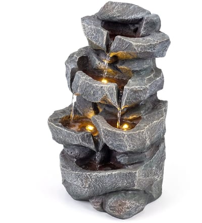 Waterornament - Voor buiten - Tuin - Waterfontein - Waterval Ontwerp - Kamerfontein - Tuindecoratie - Grijs