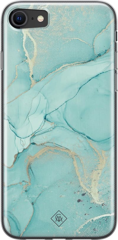 Casimoda® hoesje - Geschikt voor iPhone SE (2020) - Marmer mint groen - Siliconen/TPU telefoonhoesje - Backcover - Marmer - Mint