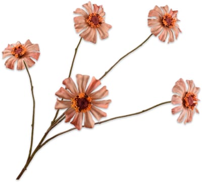 Silk-ka Kunstbloem-Zijde Bloemen Zinnia Tak Zalm 64 cm