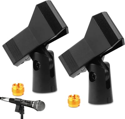 Verstelbare Microfoonhouders, 2 Stuks, Universele Clip met Adapter voor Handheld en Draadloze Microfoons, Geschikt voor 5/8 Inch en 3/8 Inch Aansluitingen