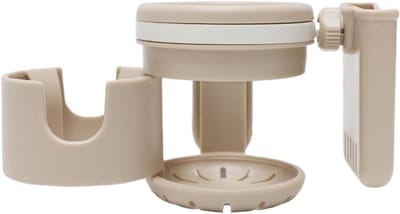 Kinderwagen Bekerhouder - Flessenrek Kinderwagen - Onderweg Dranken Meenemen - 360 Graden Draaibaar - 22 x 8.5 cm - Kaki