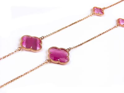 model Fiori gesloten klavers collier in zilver roze verguld roze klavers