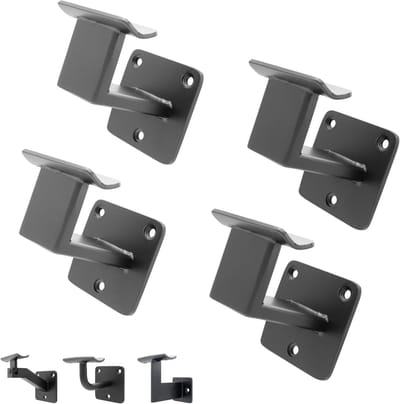 Handrail Houder - Trapleuning Drager - Veiligheid Vergroten - 3-Punts Bevestiging - 8.8L x 8W cm - Zwart