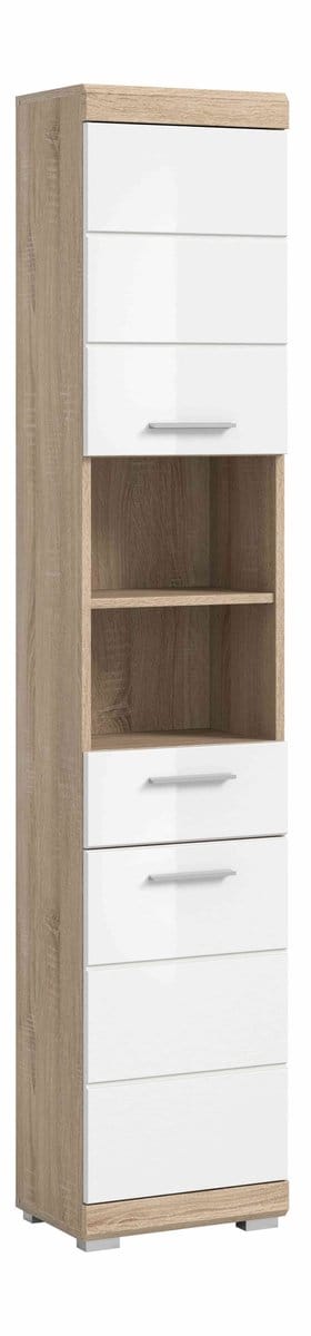 Lambada hoge kast wit hoogglans MDF TZ eiken Sonoma NB - 31x37x191cm