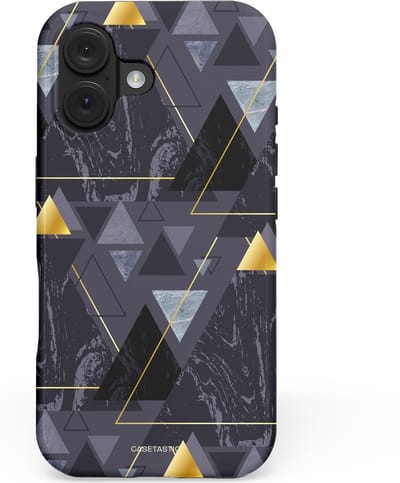 Casetastic hoesje geschikt voor Apple iPhone 16 - MagSafe - Dubbellaagse bescherming - Zwart Goudpatroon - Fashion Case - Donkergrijs Grijs