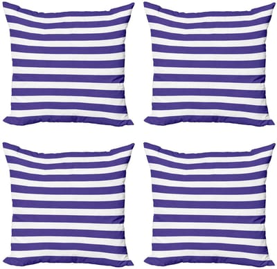 ABAKUHAUS Gestreepte kussenhoes – 4x40x40 cm – Microvezel – marineblauw/lila