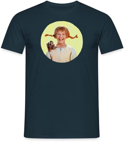 Pippi Langkous Portret Pippi Met Meneer Nilsson T-Shirt Heren