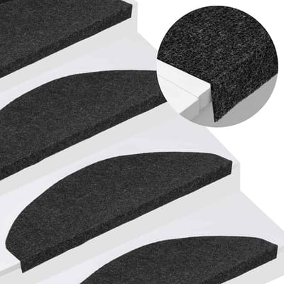 vidaXL - Trapmatten - zelfklevend - 15 - st - 65x22,5x3,5 - cm - zwart
