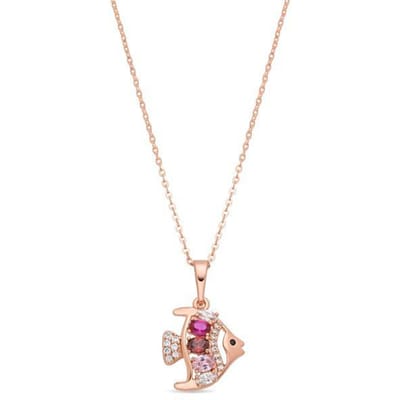 Luxenter ketting in metaallegering en multicolor zirkonia, afgewerkt in 18k roségoud - Mahdas