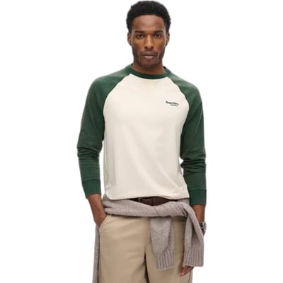 Superdry - Essential Baseballtop met logo en lange mouwen - Heren - Tops