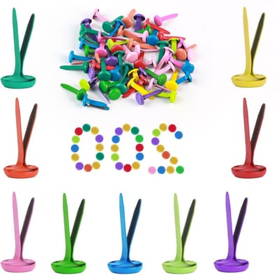 200 Stuks Ronde Scrapbooking Brads, 8mm x 19mm Papieren Bevestigingsmiddelen, Decoratieve Metalen Klemmen voor Handwerk en Kantoorgebruik