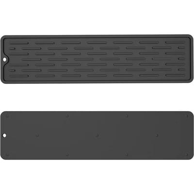 Tapis de séchage de vaisselle en Silicone, 1 pièce, antidérapant, plateau d'évier, tapis de comptoir, organisateur, tapis d'ustensiles de cuisine, support de rangement, fournitures de cuisine noir