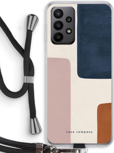 Hoesje met koord geschikt voor Samsung Galaxy A23 hoesje met Koord - Geo #5 - Telefoonhoesje met Zwart Koord - Bescherming aan alle Kanten en Over de Schermrand