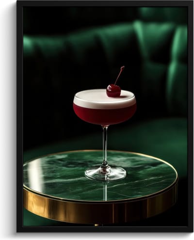 Fotolijst inclusief poster - Posterlijst 60x80 cm - Posters - Kers - Cocktail - Rood - Marmer - Foto in lijst - Keuken decoratie muur - Wanddecoratie accessoires - Muurdecoratie - Schilderijen