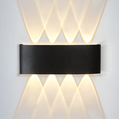 NETTLIFE LED Wandlampen | Zwart | Modern | 7W | IP65 | 3000K warm wit licht| Up Down wandlamp | 22cm | Trap wandlamp