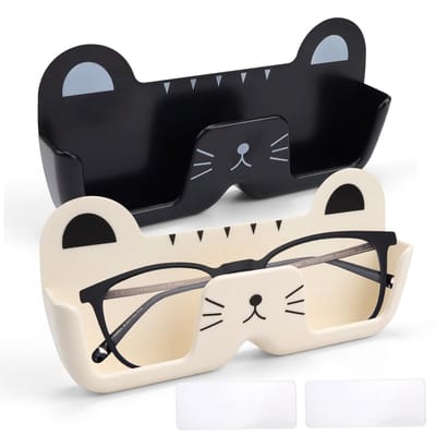 Dailygoods- Brillenhouder Wandmontage - 2 Stuks - Schattige Kattenstijl - Zelfklevend - Geen Gaten Nodig - Hoogwaardig Kunststof - Zonnebrilhouder